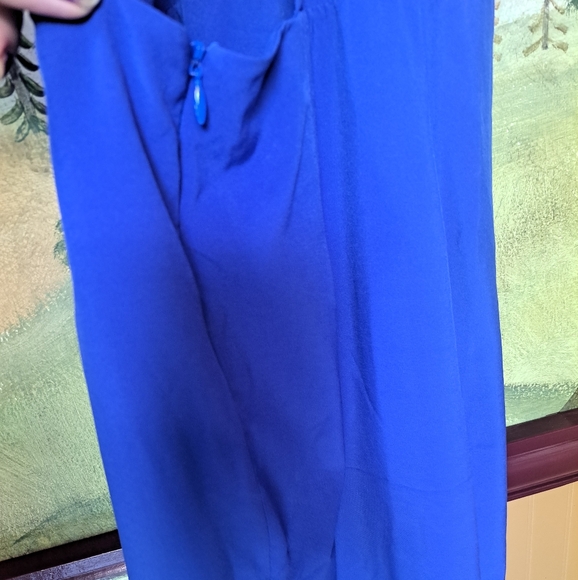 Donna Mizani Dress Square Neck Gown Blue Lined Adjustable Straps Size Large - Picture 9 of 10